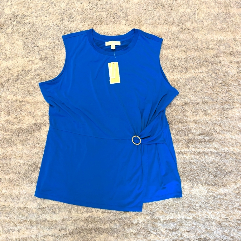 Blue Sleeveless Top with Ring Detail